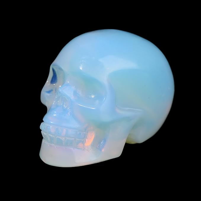 2.0" Opal Skull Decor Statue Crystals and Healing Stones Skull Figurine Polished Gemstones Bedroom Office Desk Halloween Decoration - skull figurine