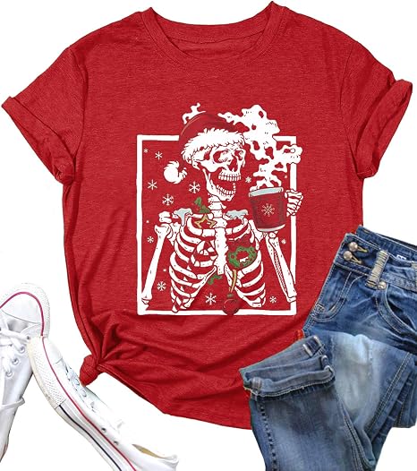 Women Novelty Shirt I Like Murder Shows Friends Horror Tee Funny Skull Tops - skeleton