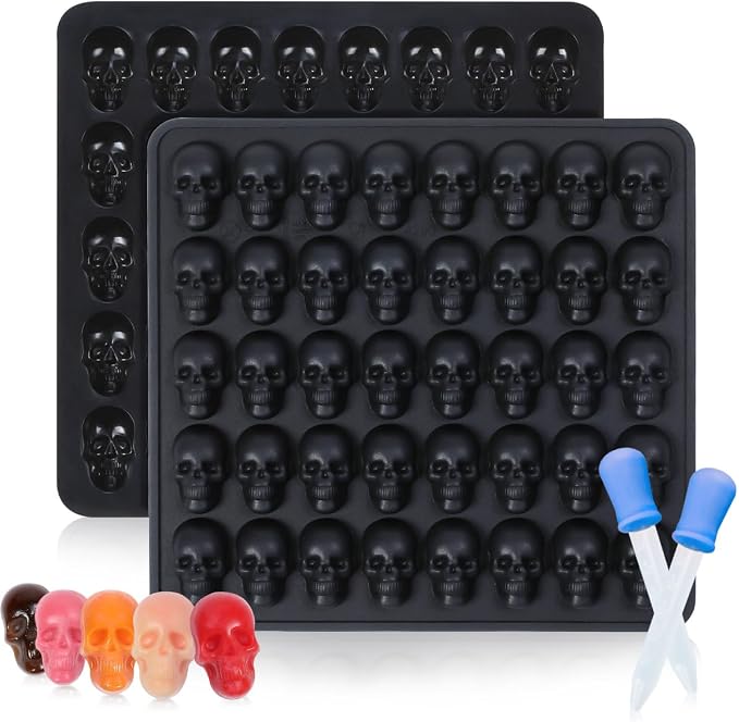Skull Silicone Molds, Halloween Gummy Chocolate Molds 2 Pcs Mini Skull Mold - skull ashtray