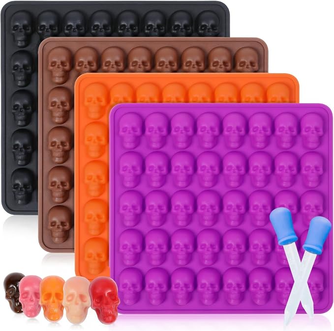 Skull Silicone Molds, Halloween Gummy Chocolate Molds 4 Pcs Mini Skull Mold - skull ashtray