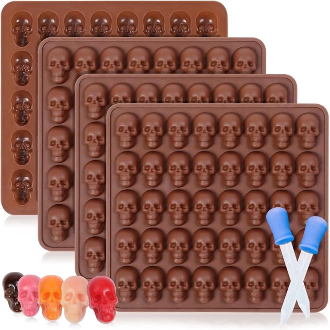 Skull Silicone Molds, Halloween Gummy Chocolate Molds 4 Pcs Mini Skull Mold - skull ashtray