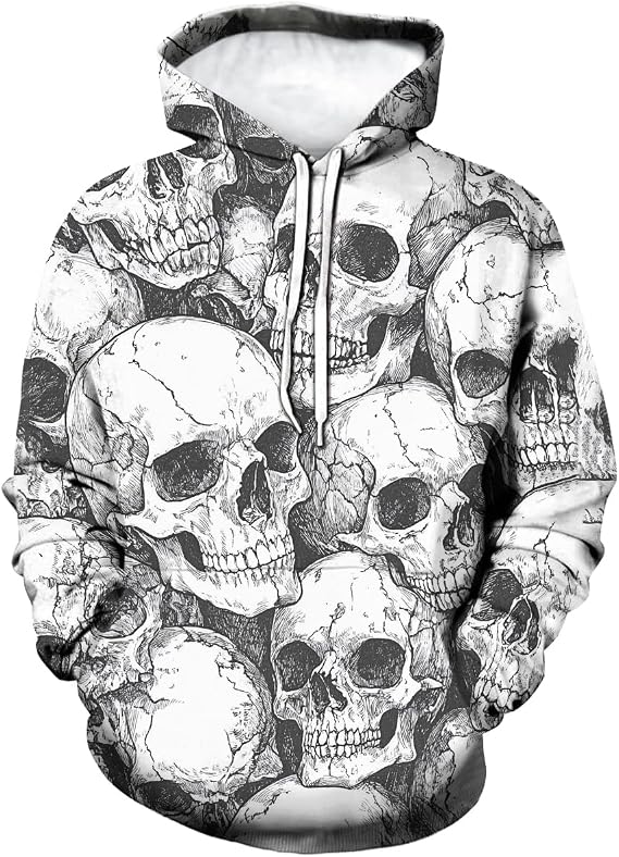 Men's Skull 3D Print Hoodies Novelty Sweatshirt Hooded Casual Pattern Hoodie Pullover With Pockets - skull hoodie