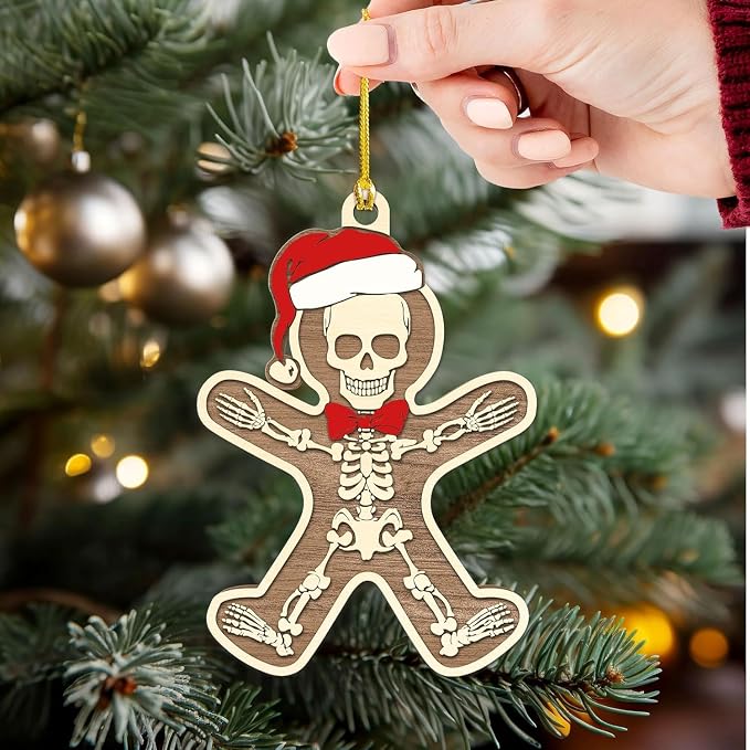 Wooden Christmas Ornament, Gingerbread Skeleton Christmas Ornament TO23 - skeleton