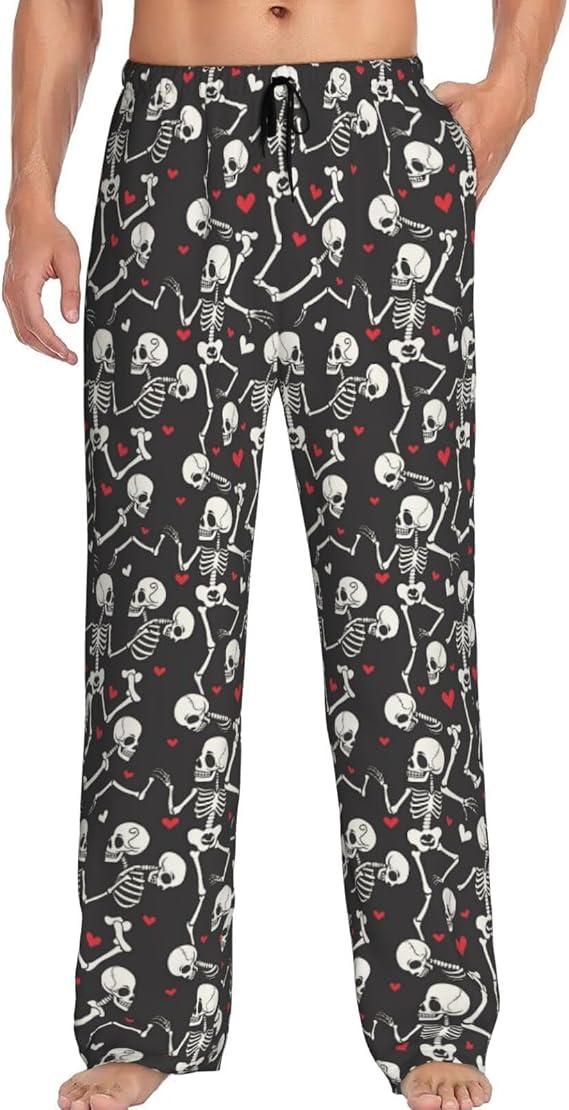 Men's Pajama Pants Pjs Bottoms With Pockets Sleep Lounge Pants For Men - skull pajamas