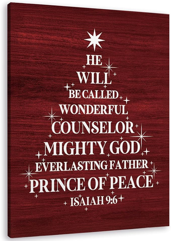 TLESKE Red Winter Christian Christmas Tree Wall Art Decor, Isaiah Bible Verse Scripture Canvas Wall Art Print for Home Bedroom Living Room, Religious Wall Artwork Picture, 11x14 - skull wall art