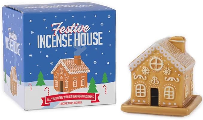 Gift Republic Gingerbread House Incense Burner – Festive Incense Holder with Gingerbread Scent, Perfect Christmas Homeware Gift Home Scent Xmas Décor, Brown - skull incense burner