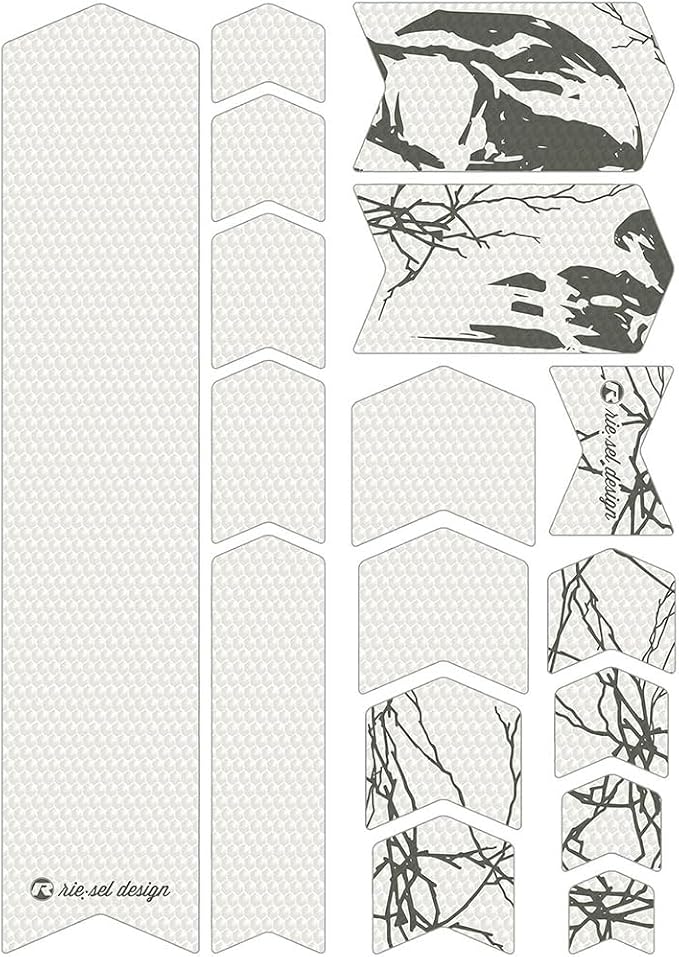 Riesel Design - Frame Protection Tape, 17-Piece Set - Bicycle Frame Protector, Mountain Bike Frame Guard, Honeycomb Material, Tool Free Installation - Frame:Tape 3000 (Skull) - skull sticker