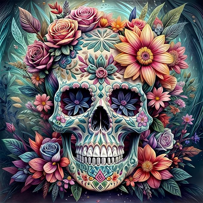 DOMROM Diamond Art Kits for Adults, Skull Diamond Painting 12x12 Inch - skull painting