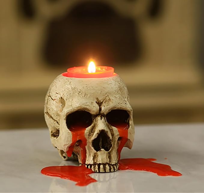 Halloween Skull Hand Head Candle Sticks Holder Decoration - skull candle
