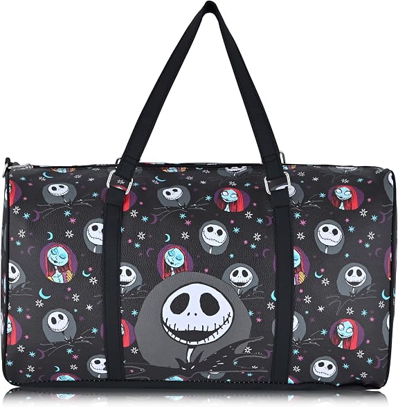 Stitch, Minnie, Mickey, Pooh, Harry Potter, or Jack Skellington 16" Leather Mini Travel Bag, Duffle Bag, Overnight Bag - skull suitcase
