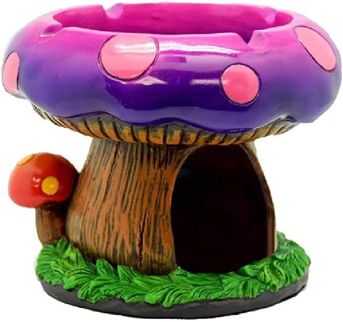 Cute Mushroom House Ashtrays with Storage - Cool Ashtrays for Weed Smokers and Bong Users with Smoking Accessories Collection(Mushroom Ashtray) - skull ashtray