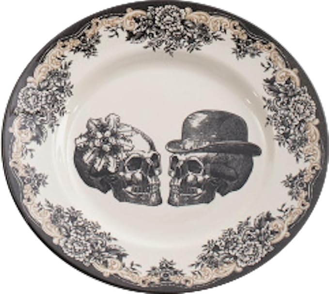 Halloween Dinnerware (Skull Couple, Dinner Plates - Set of 2) - skull plate