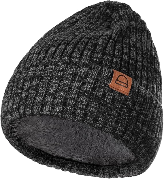 Fashion Knit Beanies Hats, Men Women Warm Beanie for Winter, Fleece Lined Beanie, Thermal Thick Snow Skull Cap - skull jacket
