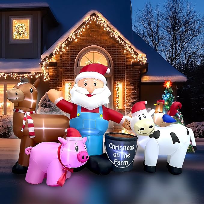 8ft Long Christmas Inflatables Santa Farm Scene Decorations Built-in LED Lighted Blow Up Decoration Home Yard Outdoor Indoor Garden Lawn Decor - skull inflatable