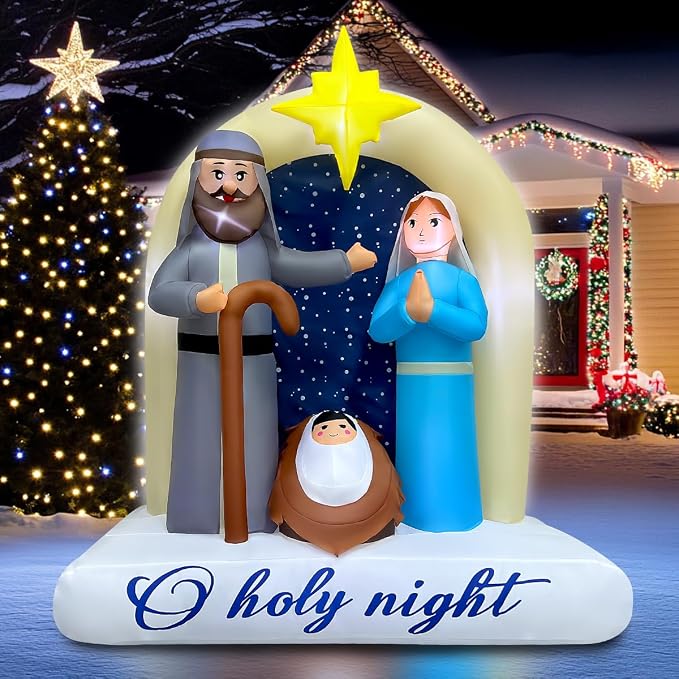 6ft Christmas Inflatables Nativity Scene Outdoor Decorations Built-in LED Lighted Blow Up Decoration Home Yard Outdoor Indoor Garden Lawn Decor - skull inflatable