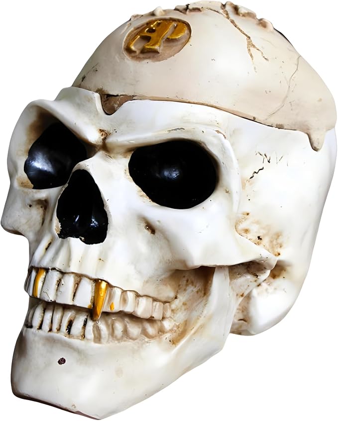 Halloween Decorative Horrible Skull Ashtray with Lid for Cigarettes, Skulls & Skeletons Figurines As Gothic Smoking Room Decor Gifts, Smokers’ Ash Holder