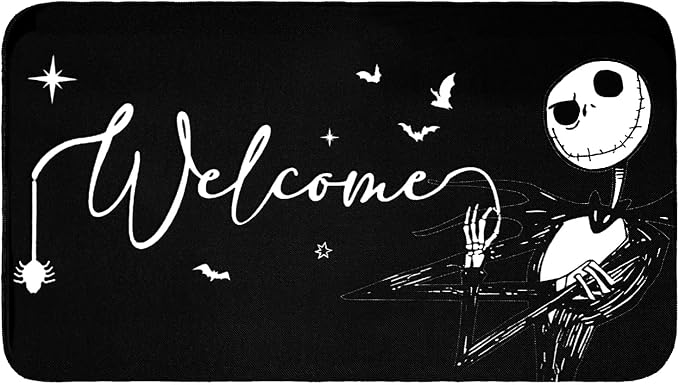 Darno Jack Skeleton Door Mat 30x17 inch, Halloween Welcome Doormat - skeleton