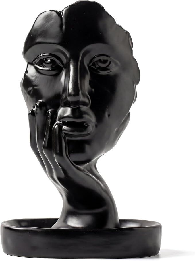 Black Women Face Ceramic Incense Holder Backflow Incense Burner for Cone - skull incense burner