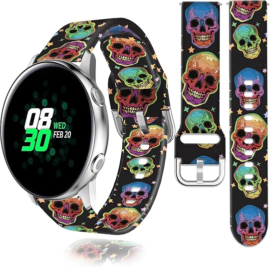 20mm Watch Band Compatible with Samsung Galaxy Watch 7 FE 6 5 4 40mm 44mm, Watch 6 4 Classic Band, Galaxy Watch 5 Pro 45mm 3 41mm Active 2 Band, Silicone Sport Band Women Men - skull watch