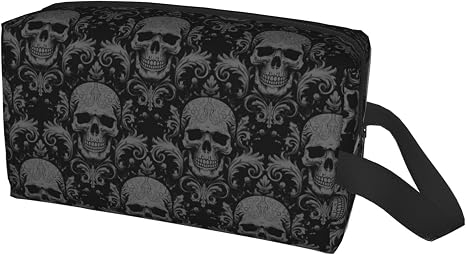 Women's Goth Skull Cosmetic Bag Large Makeup Pouch Travel Toiletry Accessories Organizer Portable Storage Bag - skull suitcase