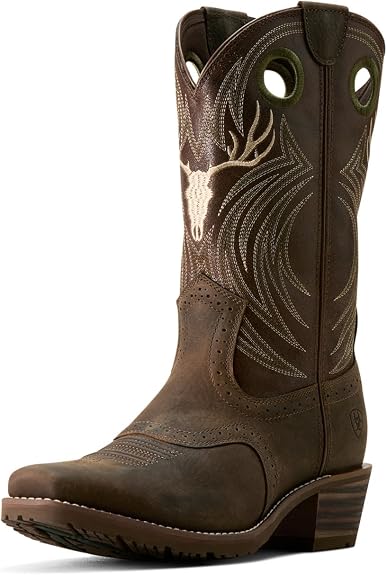 ARIAT mens Hybrid Roughstock Antler Cowboy Boot - sugar skull boots
