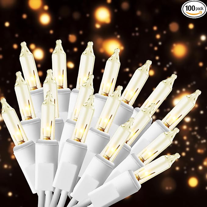 100 Count Warm White Christmas Lights,21FT White Wire Mini String Lights - string light