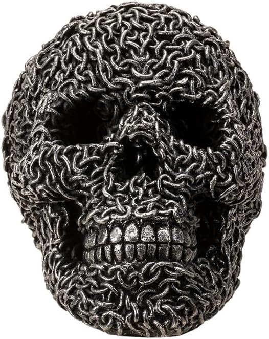 Pacific Giftware Chain Wrapped Skull Head Decoration for Halloween and Gothic Home Decor Unique Skeleton Design Perfect for Spooky Themed Rooms Haunted Parties 5 Inches Tall - skull lamp