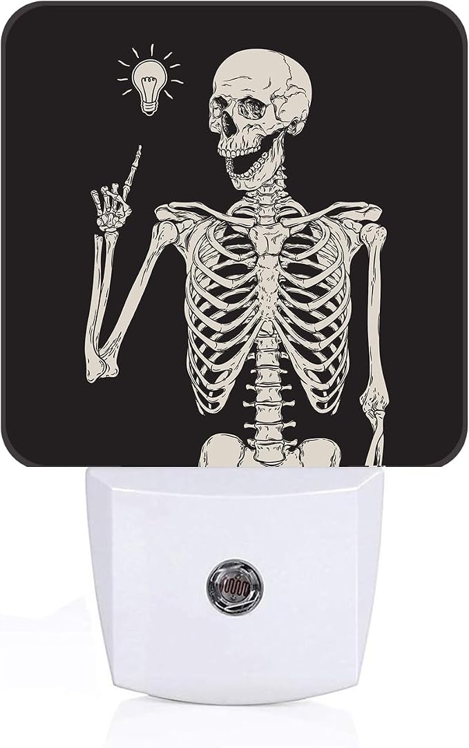 Halloween Skull Skeleton Night Light,Plug-in Nightlights Auto Sensor Night Lamp Dusk to Dawn Lamp Home Decor for Nursery Children Girls Boys