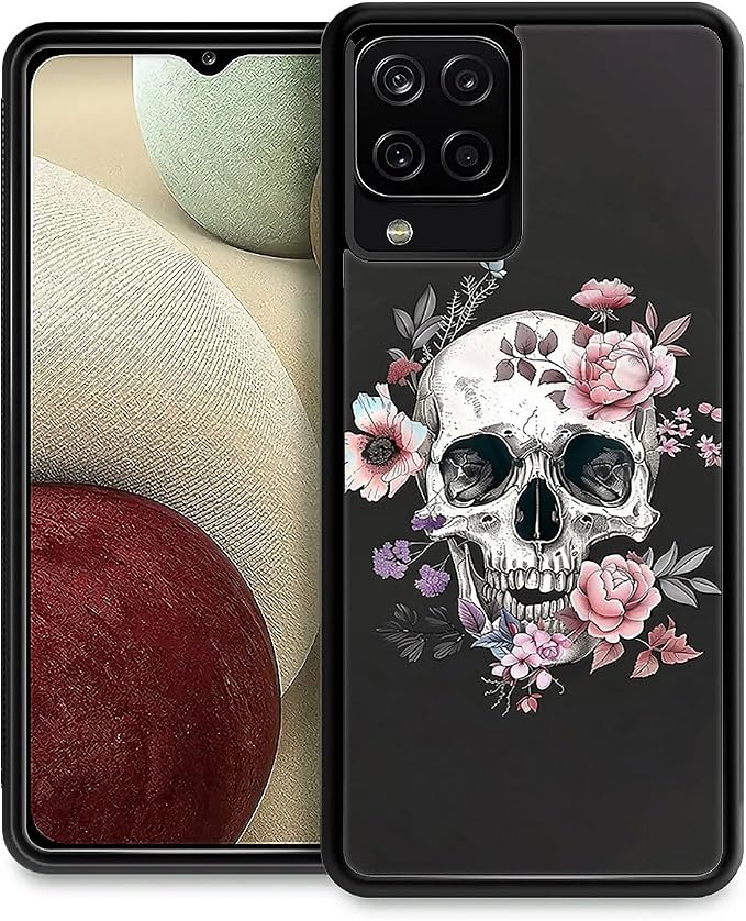 Compatible with Samsung Galaxy A42 5G Case,White Skull Pink Rose Amazing Pattern Design Shockproof Anti-Scratch Hard PC Back Case for Samsung Galaxy A42 5G - Skull phone case