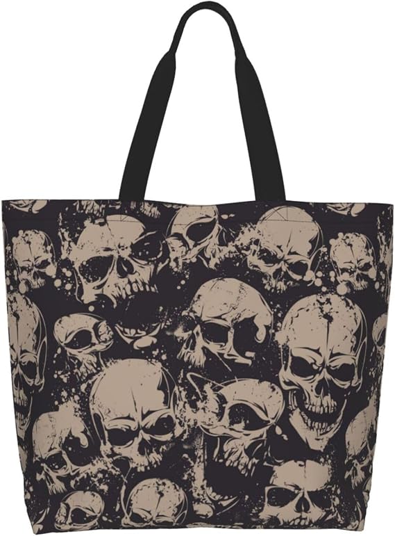 Skull Rose Tote Bag For Women, Large Shoulder Bags Foldable Grocery Handbag For Travel Shopping Sport Picnic - sugar skull handbags for sale