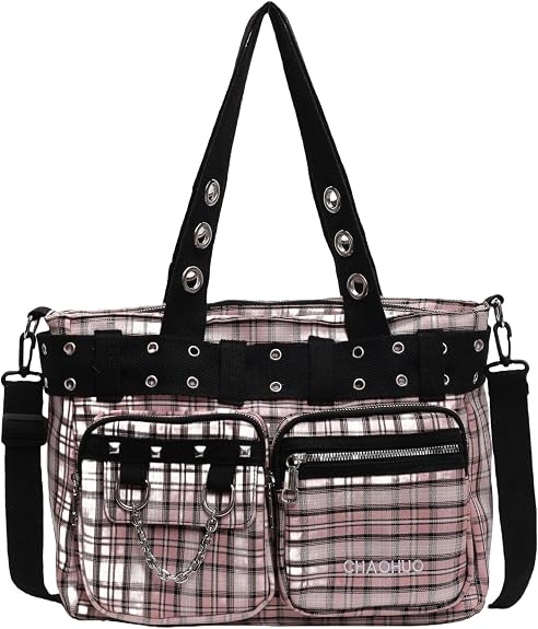 Makukke Y2K Tote Bag for Women Canvas Shoulder Bag Gothic Bag Skull Handbag for Work Office Travel - sugar skull handbags for sale
