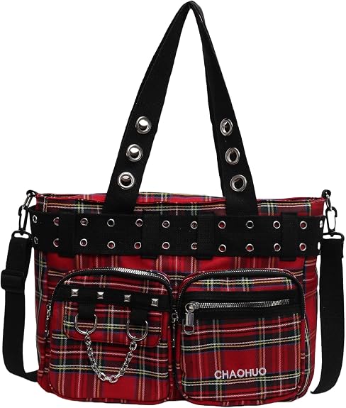 Makukke Y2K Tote Bag for Women Canvas Shoulder Bag Gothic Bag Skull Handbag for Work Office Travel - sugar skull handbags for sale
