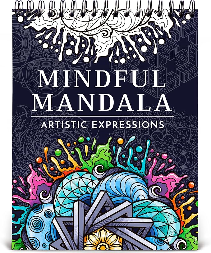 Mandala Coloring Book for Adults, 50 Unique Relaxing Designs, Spiral Bound - sugar skull book