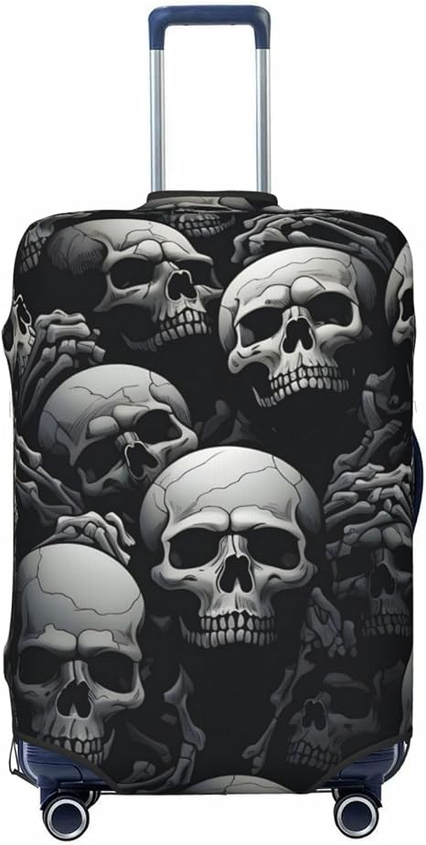 Skull Luggage Cover Washable Elastic Suitcase Cover Anti-Scratch Skeleton Travel Luggage Protector Covers for Kids Adult S fits 18-21 inch Suitcase - skull suitcase