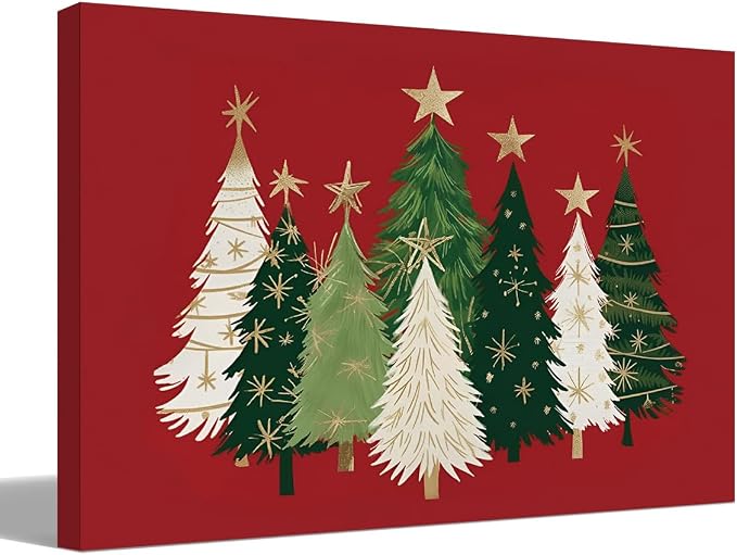 Wheatwin Vintage Christmas Wall Art, Red Christmas Decor11x14 - skull wall art