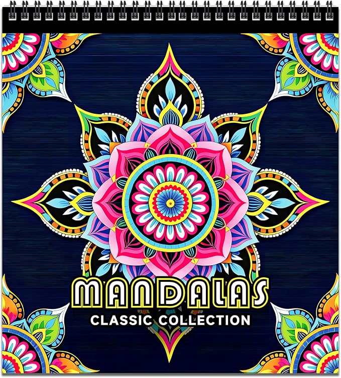FUNLAVIE Adult Coloring Book - Classic Mandala Designs, Spiral Bound - sugar skull book