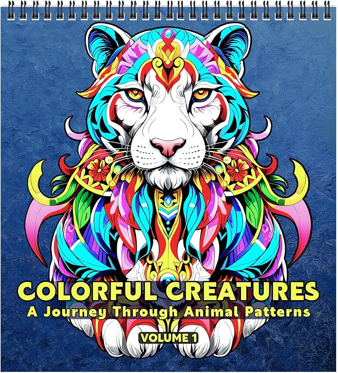 FUNLAVIE Adult Coloring Book - Mandala Animal Designs, Spiral Bound - sugar skull book