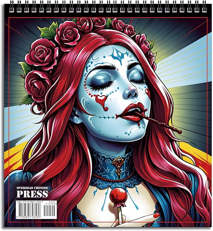 FUNLAVIE Sugar Skull Coloring Book for Adults, Floral Skull Designs - sugar skull book