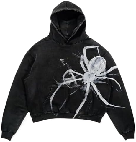 Obenie Halloween Y2K Hoodie Gothic Casual palm/spider Blast Print Pattern Skull Fashion Hoodie Men Harajuku Men Clothing - skull hoodie
