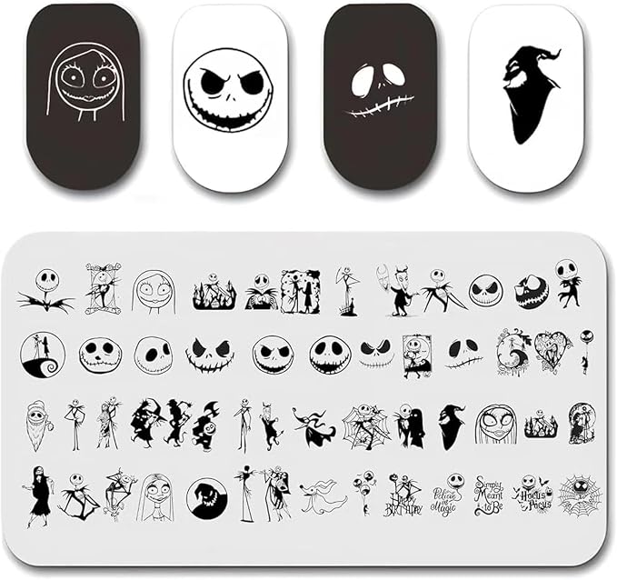 Halloween Nail Stamper Kit - Nightmare Christmas & Day of the Dead Nails - DIY Salon Stamping Plate - skull plate