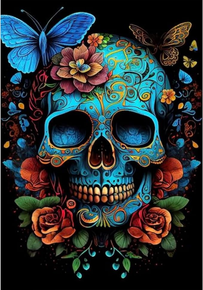 Arttoplus Skull Paint by Numbers Kit for Adults Beginner 16x20 inch - skull painting