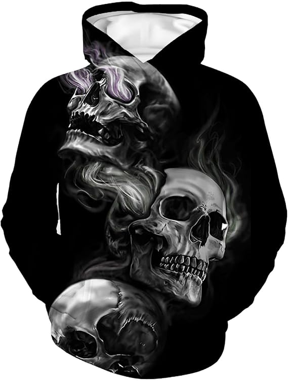 Skull Hoodies for Boys Girls 3D Printed Hooded Sweatshirts Long Sleeve Pullover Hoodie with Pocket 6-16 Years - skull sweatshirts