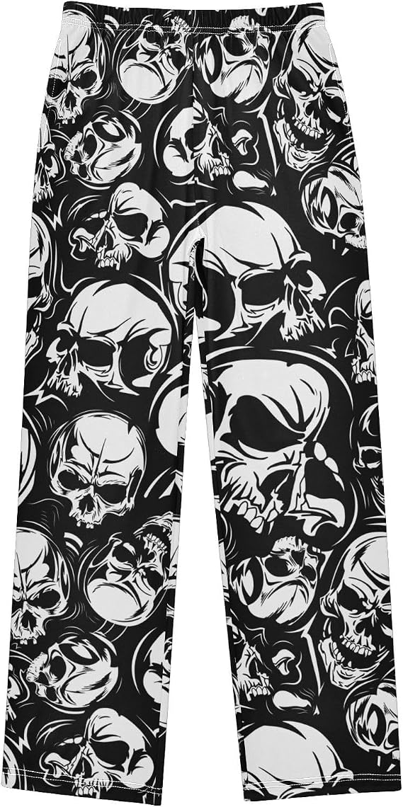 visesunny Boys' Pants Jogger Pants Elastic Waist Long Bottoms Trousers with Pockets S-XL - skull pajamas