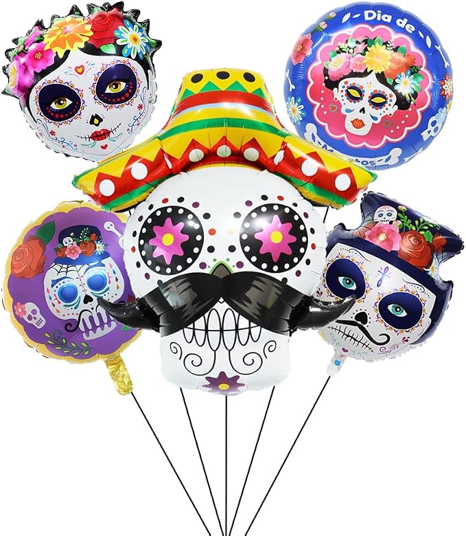 Day of the dead party balloons,sugar skull foil balloons for Mexico Dia De Los Muertos party decoration/Halloween Fiesta party supplies balloons - skull inflatable