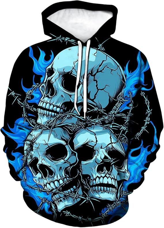 Unisex Skull 3D Pattern Printed Hoodies Graphics Pockets Pullover Athletic Hoodie Hooded Sweatshirts - skull hoodie