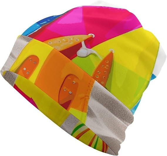 Colorful Flip Flops Beach Ball Beanie Hat Soft Warm Skull Cap Lightweight Slouchy Hip-Hop Beanie Cap Knit Hats for Women Men Outdoor - sugar skull costume