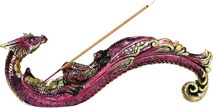 Smoking Dragon Statue Incense Burner, Incense Holder for Sticks, Incense Stick Holder,Incense Stick Stand Form Home Decor (Red) - skull incense burner