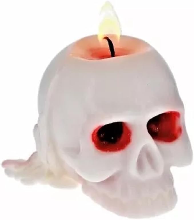 Set Skull Shaped Bleeding Candles Halloween Spooky Time Day of The Dead Mardi Gras - skull candle