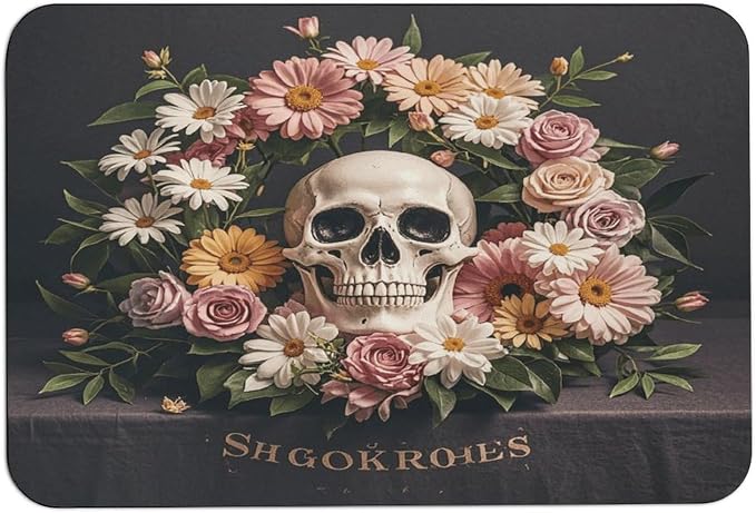 Diatomaceous Bath Mat Rug,Bonsai Tree Sugar Skull Super Absorbent Quick Dry Thin Bathroom Rugs Non Slip Rubber Backed Bathroom Floor Mat,for Door Mat,Floor,Entryway - skull toilet rug