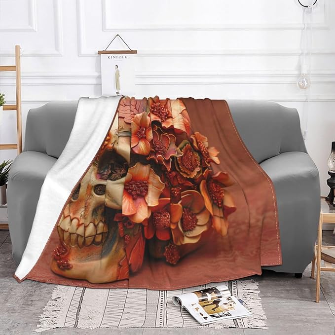 Dead Sugar Horror Skull - Ultra-Soft Micro Fleece Blankets Throw Blankets Carpet Gift for Home Decoration, Decor Sofa, Office, Dormitory Bed car Camp Couch All Seasons - 80"x60" - skull carpet